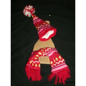 Homespun Creations Red Scarf Hat Wine Beer Soda Bottle Dress Up Gag Gift Hostess